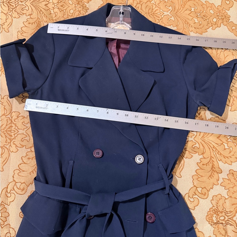 Casual Corner Navy Double-Breasted Jacket/Blouse, Button Front, Belted, Sz 6 - Picture 10 of 12